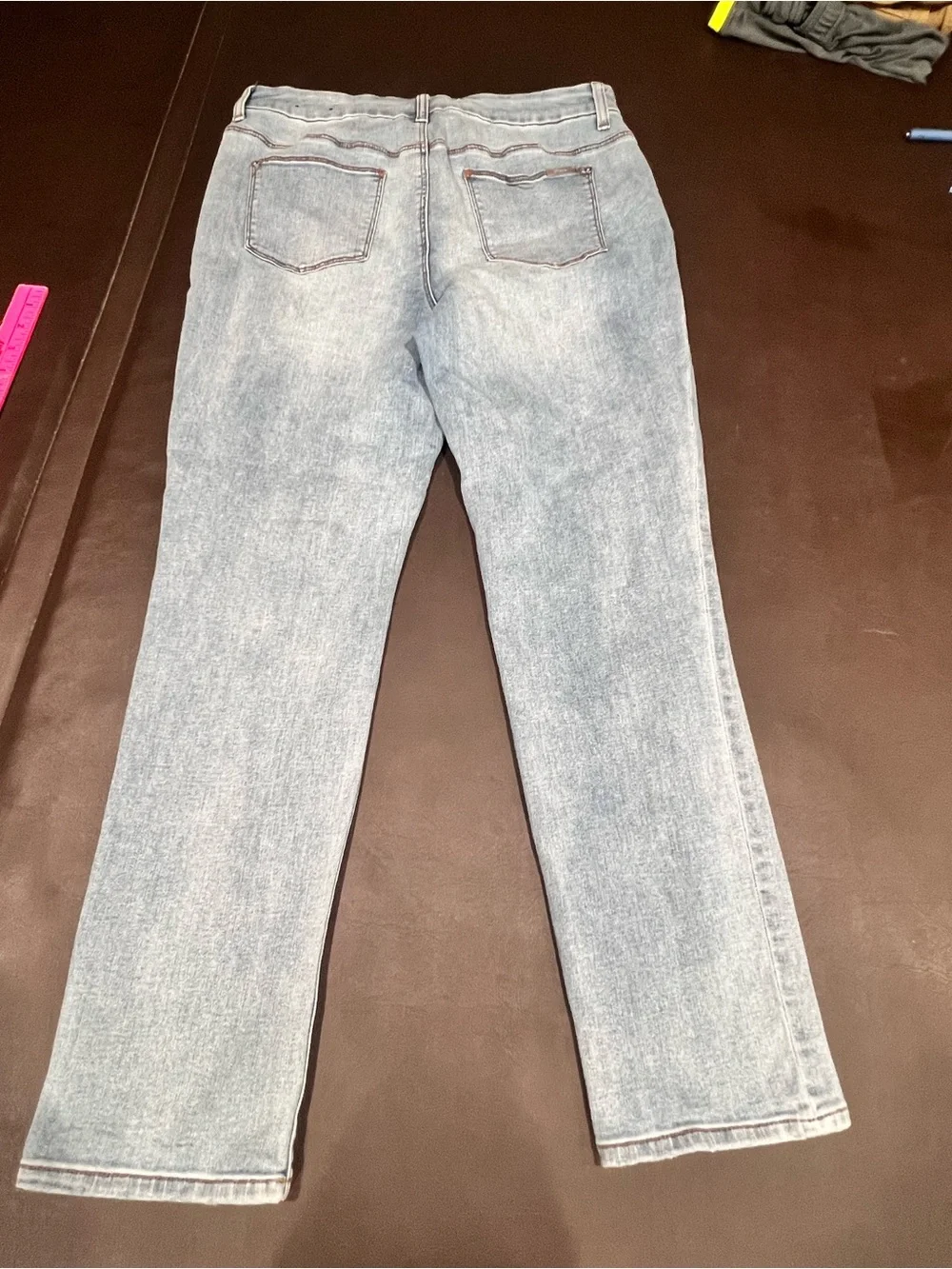 Chicos Light wash distressed jeans with rhinestones and studs size 1R